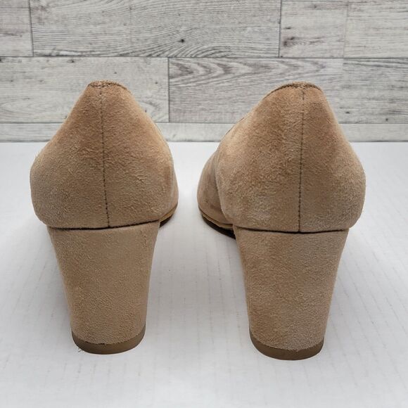 Stuart Weitzman Marymid Beige Suede Block Heel Pump 8.5 Career Money Minimalist - Picture 4 of 11